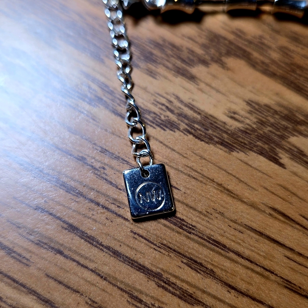NINE WEST Black And Silver Concave Cylinder Beaded Necklace CLASSIC CHIC! - Picture 2 of 8